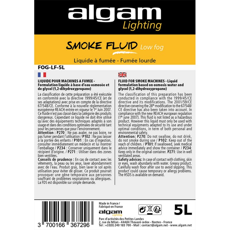 Algam Lighting Liquide machine à Fumée lourde 5L